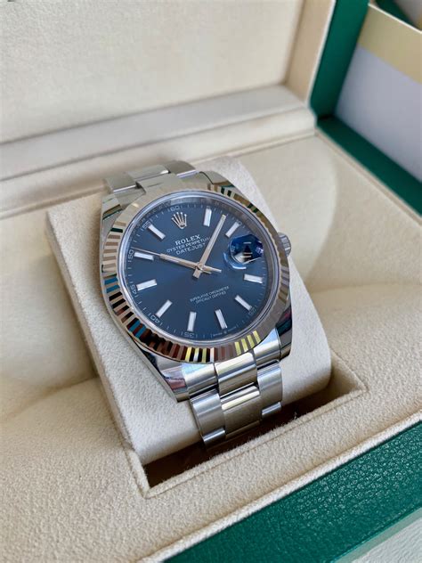 rolex datejust 41 blue steel|rolex datejust 41 blue price.